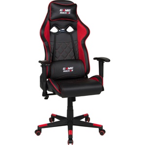 Gaming-Stuhl DUO COLLECTION Game-Rocker G-20 Stühle Gr. B/H/T: 66 cm x 128 cm x 66 cm, Kunstleder-Netzstoff, Armlehne höhen- und seitenverstellbar, schwarz (schwarz, rot, schwarz, rot) Gamingstühle Stühle