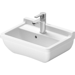 Duravit Waschbecken Starck 3, Handwaschbecken mit Hahnlochbank und Überlauf, Unterseite glasiert