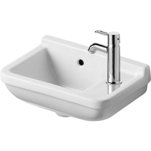 Duravit Waschbecken Starck 3, Handwaschbecken mit Überlauf und Hahnlochbank, Hahnloch rechts