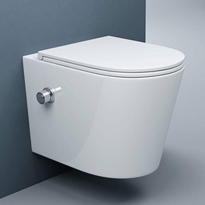 Hänge-WC Weiß Wand-WC Toilette mit Soft-Close Spülrandloses aus Keramik Hänge-Toilette Aachen601 - Doporro