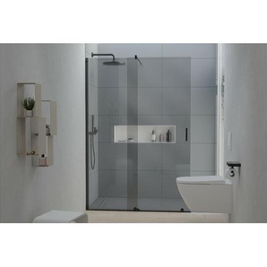 Duschabtrennung Bernstein Walk-In Nano NT101 Schiebetür Schwarz matt Nano Graues Glas 8mm 120cm