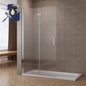 Duschabtrennung Faltbar Dusche Walk in Duschwand Glas Duschtrennwand Drehfalttür Duschtür Falttür aus 6 mm Echtglas esg mit Nano Beschichtung 3.75 x