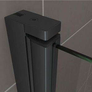 Duschtür stella, Nischentür aus 6 mm durchsichtigem Sicherheitsglas und schwarzen Aluminiumprofilen - bc 76-79 cm Höhe: 180 cm - Duschbär