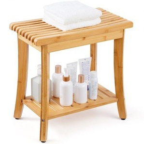 Duschbank aus Bambus, 48,6 x 28,6 x 46,6 cm, wasserdichter Duschhocker mit Ablagegriff, 150 kg Tragkraft, Spa-Badewannensitz-Organizer, für Erwachsene, Senioren, Frauen, ältere Menschen, drinnen und draußen ZYSCWDCWDZZHLFQY6V0