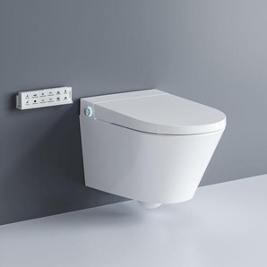 Dusch WC Spülrandlos beheiztes Bidet Toilette elektrisch Dusche Bidet Warmes Wasser Sitzheizung und Trocknungsfunktion, Bedienung per Fernbedienung