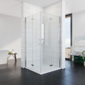 Duschkabine 100x100 cm falttür Eckeinstieg faltbar Duschabtrennung Faltdusche 6mm nano Glas 195cm - Sonni