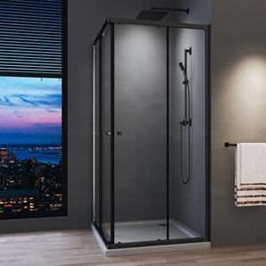 Boromal - duschkabine 80x80 schiebetür schwarz eckdusche 185cm eckeinstieg 5mm esg glas duschabtrennung