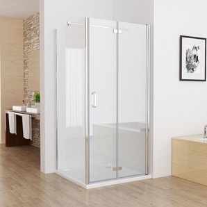 Duschkabine 90x120 Eckeinstieg Dusche 180° Falttür Duschwand mit Seitenwand 122cm nano Glas 195cm Rahmenlos - Miqu