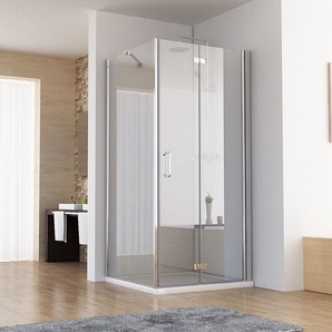 Miqu - Duschkabine 90x75x197 cm Eckeinstieg Dusche Falttür 90 mit Seitenwand 75 nano Glas