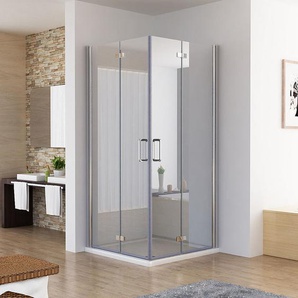 Duschkabine 90x90 Eckig Dusche Falttür 180º Duschwand Duschabtrennung NANO Glas 185cm DA