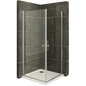 Iflair - Duschkabine Eckeinstieg Duschabtrennung mit Pendeltüren nano-esg Klarglas 90x90x185 cm
