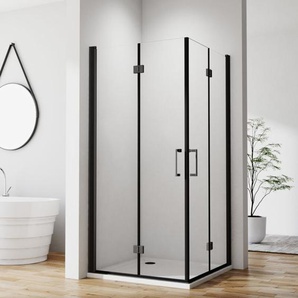 Duschkabine Eckeinstieg Schwarz 90x90cm Falttür Drehfalttür Falttürkabine Eckeinstieg Duschkabine 5mm nano Sicherheitsglas Doppel Duschtür Höhe