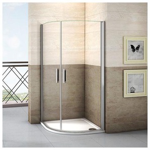 Duschkabine Viertelkreis 6mm nano esg Eckeinstieg Drehtür 80x80x195cm Runddusche Duschabtrennung