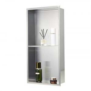 Duschnische, 10,16x33,02x63,5 cm, doppellagige Wandnische mit ausgehöhlter Trennwand, Shampoo-Aufbewahrungs-Organizer aus Edelstahl, Duschregal, silberfarben für Badezimmer BXGLYBKYS2C198038001V0