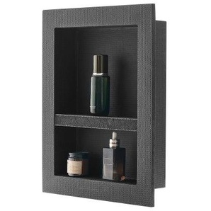 Duschnische, 10,16x40,64x50,8 cm, Wandnische mit beweglichem Trennregal, Seifen- & Shampoo-Aufbewahrungs-Organizer, rechtwinklige Ecken, schwarz für Badezimmerdusche SLLYBK2C16INJ0D06001V0