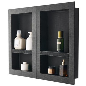 Duschnische, 40,6 x 61 cm + 40,6 x 61 cm Wandnische mit beweglichem Regal, 10,2 cm dicker moderner Seifen- & Shampoo-Aufbewahrungs-Organizer, schwarz für Badezimmerdusche SLLYBK4C16INUI9XP001V0