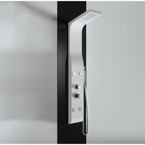 Duschpaneel aus pulverbeschichtetem mattem weißem abs mit Hydromassagefunktion, Regendusche und Handbrause.