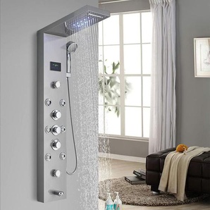 Suguword - Duschpaneel Edelstahl led Gebürstetes Nickel Duschsystem Multifunktionale Regendusche Wasserfalldusche Massagedusche Badezimmer