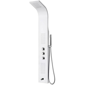Duschpaneel mit Thermostat Duschsäule 5 Funktionen Regendusche Duschsystem mit Armatur Dusche Komplett Weiß - Aloni