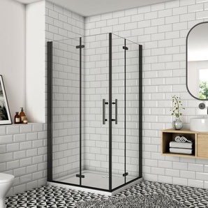 Duschparadies-de - 90x80x195cm Schwarz Faltbar+drehbar 6mm Nano esg Glas Duschkabine Duschabtrennung - Schwarz