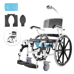 Duschrollstuhl, 17,5 Zoll breiter Badezimmerrollstuhl aus Aluminiumlegierung für die Innendusche, verstellbarer Duschrollstuhl mit Bremse für behinderte Erwachsene, 300 lbs Tragkraft, Dusch-/Toiletten-/Transportstuhl ZZZBLYLHJ1750KSKCV0