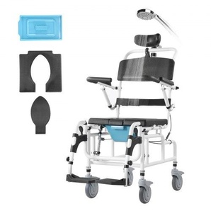 Duschrollstuhl, 440 mm breiter Toilettenrollstuhl aus Aluminiumlegierung für Innendusche, Toilettenstuhl mit Bremse für behinderte Erwachsene, Rollstuhl mit einer Tragkraft von 136 kg LYLYLHJ175IN6UTVJV0