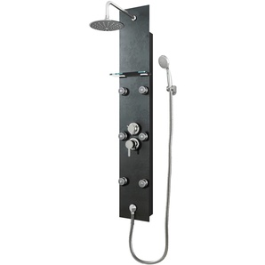Duschsäule SANOTECHNIK Duschmassagepaneel BARCELONA Brausegarnituren schwarz Duscharmaturen LxB: 140x22cm; 6 Massagedüsen