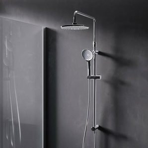 Duschsystem ohne Armatur Regendusche Duschset ohne Thermostat mit Kopfbrause Handbrause Umsteller eckig Duschsäule für Badezimmer, Chrom F07TA00