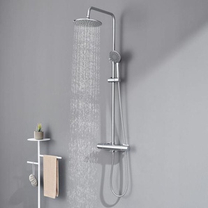 Auralum - Duschset Duschsystem Bad Regendusche mit Thermostat Duschset Duschsäule Duschsystem Duscharmatur Kopfbrause mit Handbrause Set für