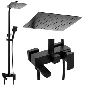 Viking Choice - Duschset – Quadratisch – mit Badewannenarmatur – und Regenbrause 25 cm – Schwarz