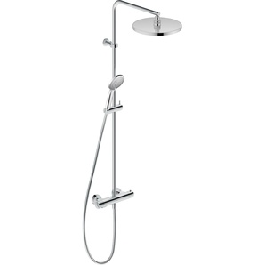 Duschsystem DURAVIT B.1 mit Thermostat und EasyClean-Funktion Brausegarnituren grau (chrom) Duschsysteme mit Strahlart Rain, Kopfbrause verstellbar, Chrom
