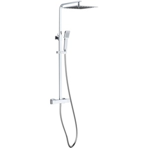 Duschsystem EISL CALVINO Brausegarnituren grau (chrom) Duschsysteme Duschsystem mit Thermostat, Duschkopf Schlauch und Halterung,Chrom