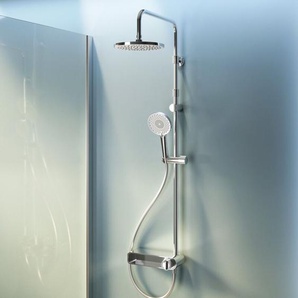 Duschsystem mit Armatur Regendusche Duschset ohne Thermostat mit Kopfbrause Handbrause Umsteller eckig Duschsäule für Badezimmer F0785A600 chrom