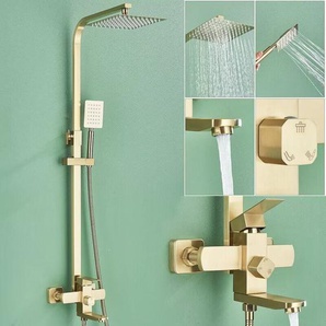 Onyzpily - Duschsystem mit Edelstahl Regendusche Duschkopf Duschset Duschstangeset Gebürstet Gold
