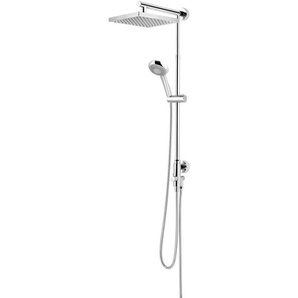 Duschsystem, Verchromt, Korpus aus Messing, Duschmaster Rain mit Regendusche, mit Umsteller, Kopfbrause eckig - Schulte