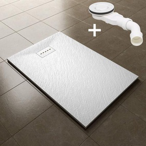 Duschtasse Duschwanne Rechteckig mit Ablaufgarnitur 80x120 cm Weiß Rutschfest smc - Sonni