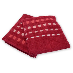 Duschtuch KINZLER Kreta Handtücher (Packung) Gr. B/L: 70 cm x 140 cm (1 St.), rot (burgund) Badetücher Uni Farben, mit Bordüre, angenehm weich und flauschig, 100% Baumwolle