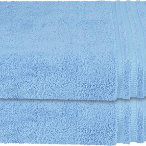 Duschtuch SCHIESSER Schiesser Frottier-Set Milano, 2x Duschtuch Handtücher Gr. B/L: 70 cm x 140 cm (2 St.), blau (hellblau) Badetücher mit Webbordüre