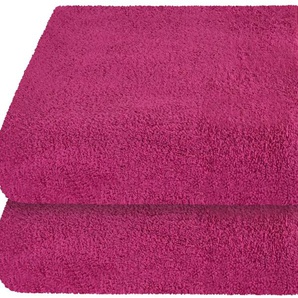 Duschtuch SCHIESSER Schiesser Frottier-Set Milano, 2x Duschtuch Handtücher Gr. B/L: 70 cm x 140 cm (2 St.), pink (fuchsia) Badetücher mit Webbordüre