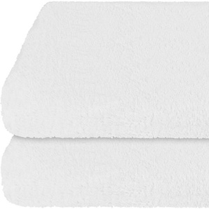 Duschtuch SCHIESSER Schiesser Frottier-Set Milano, 2x Duschtuch Handtücher Gr. B/L: 70 cm x 140 cm (2 St.), weiß Badetücher mit Webbordüre