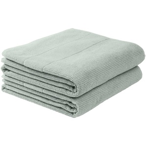 Duschtuch SCHIESSER Turin im 2er Set aus 100% Baumwolle Handtücher (Packung) Gr. B/L: 70 cm x 140 cm (2 St.), blau (eisblau) Badetücher Reiskorn-Optik