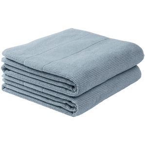 Duschtuch SCHIESSER Turin im 2er Set aus 100% Baumwolle Handtücher (Packung) Gr. B/L: 70 cm x 140 cm (2 St.), blau (rauchblau) Badetücher Reiskorn-Optik