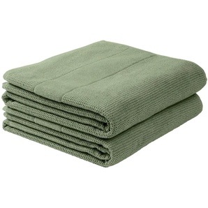 Duschtuch SCHIESSER Turin im 2er Set aus 100% Baumwolle Handtücher (Packung) Gr. B/L: 70 cm x 140 cm (2 St.), grün (salbei) Badetücher Reiskorn-Optik