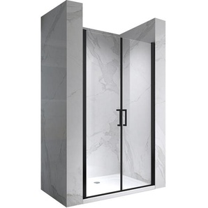 Duschtür 68-140 cm, schwarze Duschabtrennung aus 6 mm durchsichtigem ESG Sicherheitsglas mit Nanobeschichtung Breite: 89-92 cm - Höhe: 195 cm