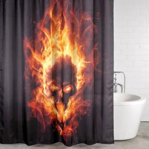 Duschvorhang Totenkopf in Flammen 180 x 200 cm