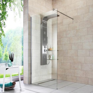 Duschwand WELLTIME Duschabtrennung Duschwände Gr. B/H: 90 cm x 190 cm, ohne Antikalk-Versiegelung, grau (chromfarben) Duschen Duschabtrennung in 4 verschiedenen Breiten (80-120cm), Walk-In