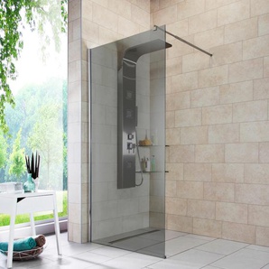 Duschwand WELLTIME Duschabtrennung Duschwände Gr. B/H: 90 cm x 190 cm, ohne Antikalk-Versiegelung, grau (chromfarben) Duschen