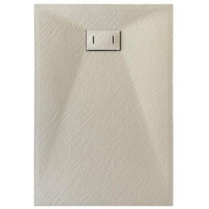 Giorgy - Duschwanne aus SMC-Glasfaser mit Steinoptik, Höhe von 2,6 cm und inkludierter Ablauf 70x90 braun