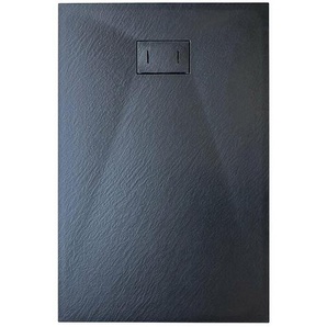 Duschwanne aus SMC-Glasfaser mit Steinoptik, Höhe von 2,6 cm und inkludierter Ablauf 70x90 schwarz