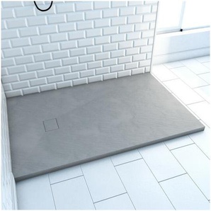 Duschwanne aus smc Marwell Stone in grau rutschfest in Steinoptik - Duschtasse Rechteckig 90 x 140 x 2,6 cm